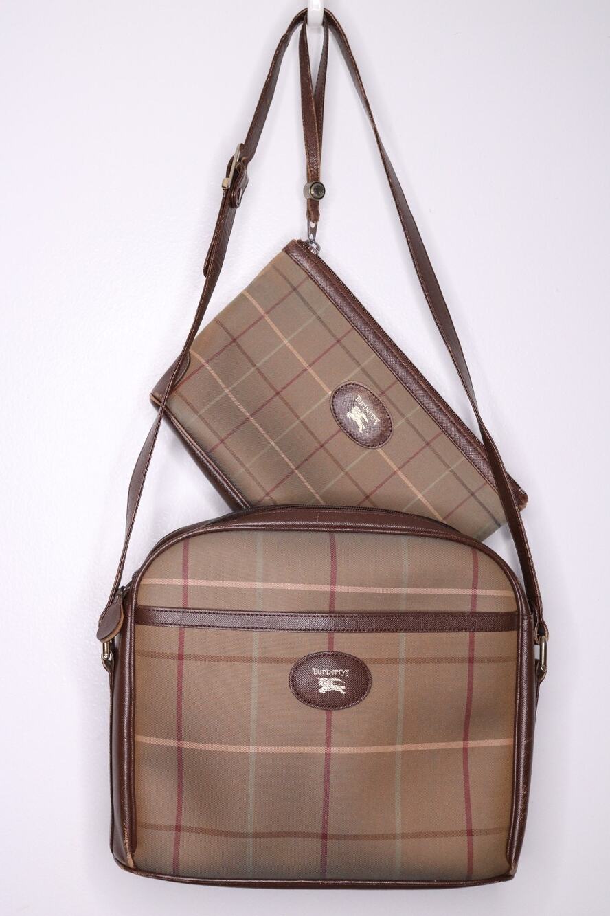 Vintage Burberrys Nova Check Crossbody Bag and Matching Pouch Set EKD Prorsum